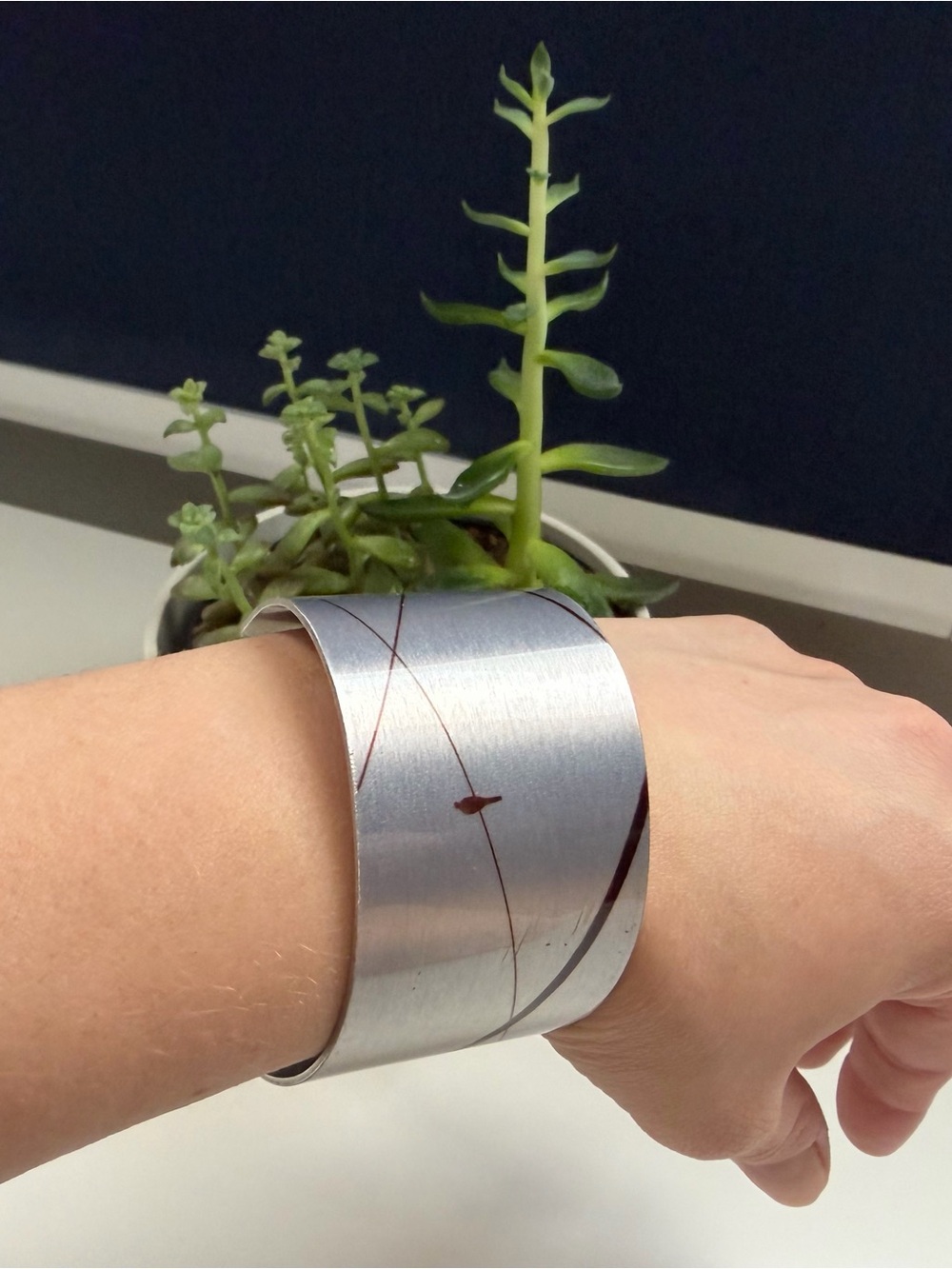 Minimalist brushed silver-tone cuff bracelet